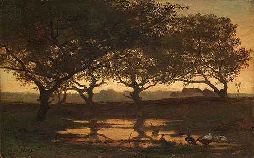 Woodland Pond at Sunset, 1862, Gerard Bilders