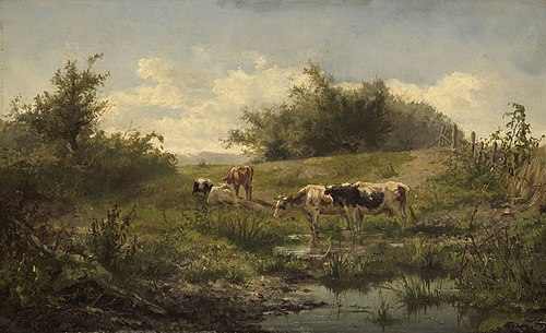 Cows at water's edge, 1856, Gerard Bilders