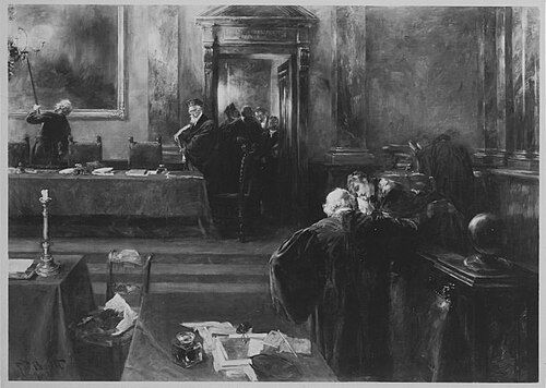 Die Stunde der Entscheidung im Gerichtssaal, 1892, Ferdinand Brütt