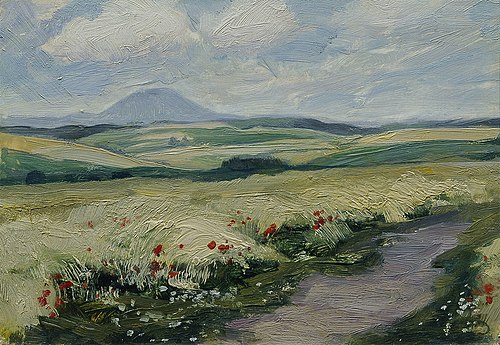 Podřipsko (aus der Mappe „16 Ansichten tschechischer Landschaften 'Česka Krajiná'“), 1902, Ferdinand Engelmüller