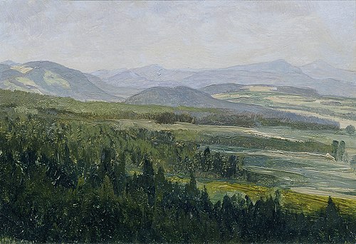 Böhmisches Mittelgebirge (aus der Mappe „16 Ansichten tschechischer Landschaften 'Česka Krajiná'“), 1902, Ferdinand Engelmüller