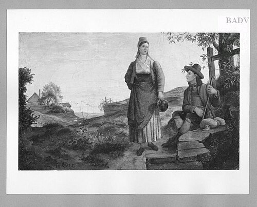 Young couple in landscape, 1825, Ferdinand Olivier