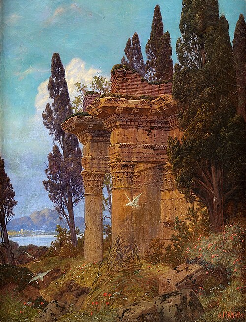 Lake Landscape with Ruined Temple, 1898, Ferdinand Knab