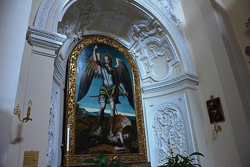 Saint Michael killing a demon, 1542, Leonardo da Pistoia