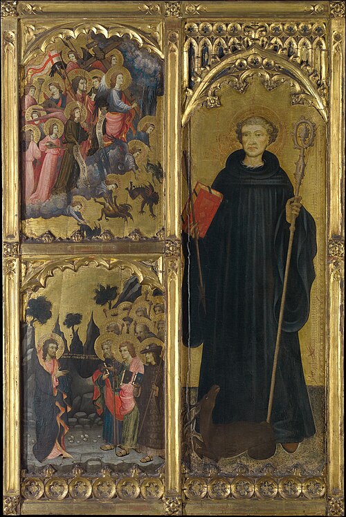 Saint Giles with Christ Triumphant over Satan and the Mission of the Apostles, 1408, Miguel Alcañiz the Elder