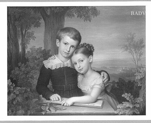 Portrait of brother and sister, 1823, Karl Jakob Theodor Leybold