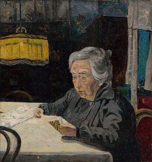 Reading Old Lady, 1915, Arnold Peter Weisz-Kubínčan