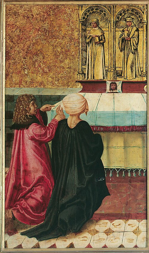 A Man Commands his Wife to St Cosmas and Damian, , Meister der Legendenszenen