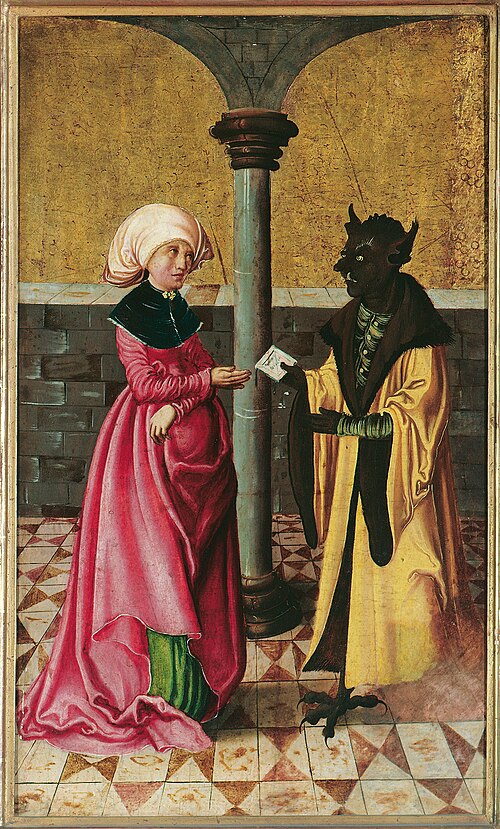 The delivery of the False Message by the Devil (Legend of St Cosmas and Damian), , Meister der Legendenszenen