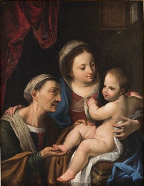 Virgin and child with St Anne, 1650, Angelo Caroselli