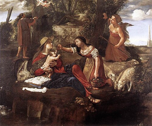 Le Repos pendant la fuite en Égypte, 1637, Angelo Caroselli