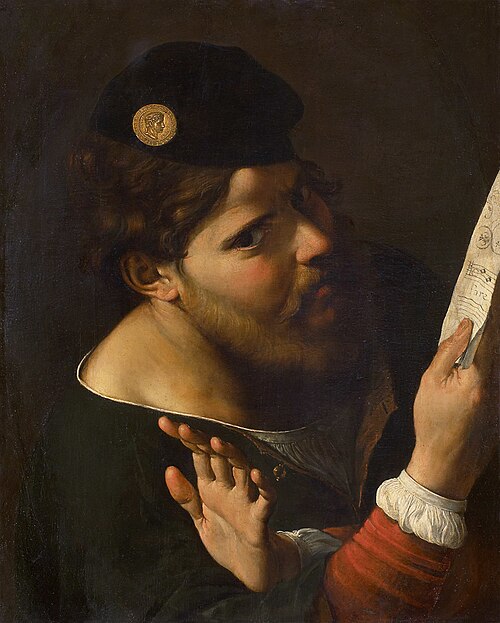 Singing man, possibly a self-portrait, 1620, Angelo Caroselli
