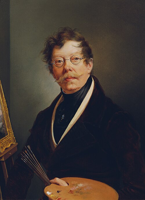 Selbstbildnis an der Staffelei, 1845, Friedrich Lieder