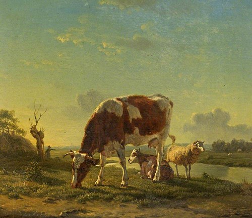 Cattle and Sheep by a River, 1824, Jean-Baptiste de Jonghe