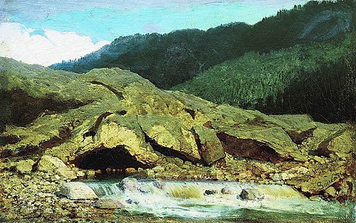 Landscape with a Rock and Stream, 1870, Fiodor Vassiliev