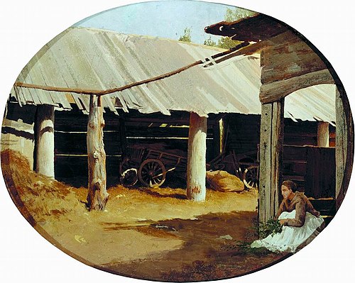 Village yard, 1860, Fiodor Vassiliev