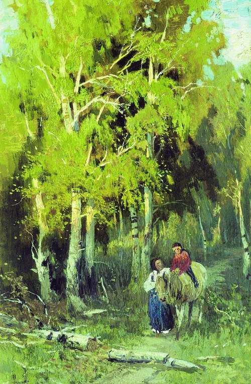 Road through a birchwood, , Fiodor Vassiliev