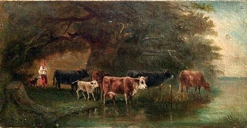 A girl with cows, , Fiodor Vassiliev
