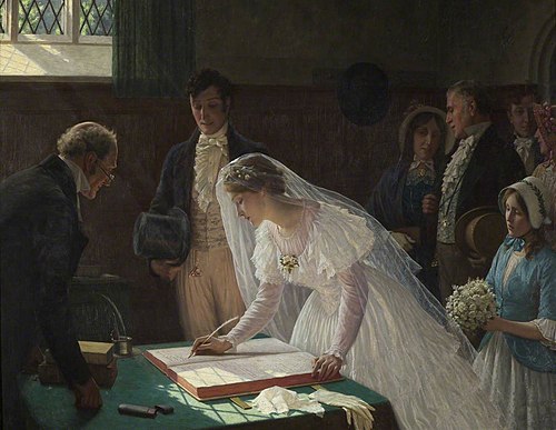The Wedding Register, 1920, Edmund Leighton