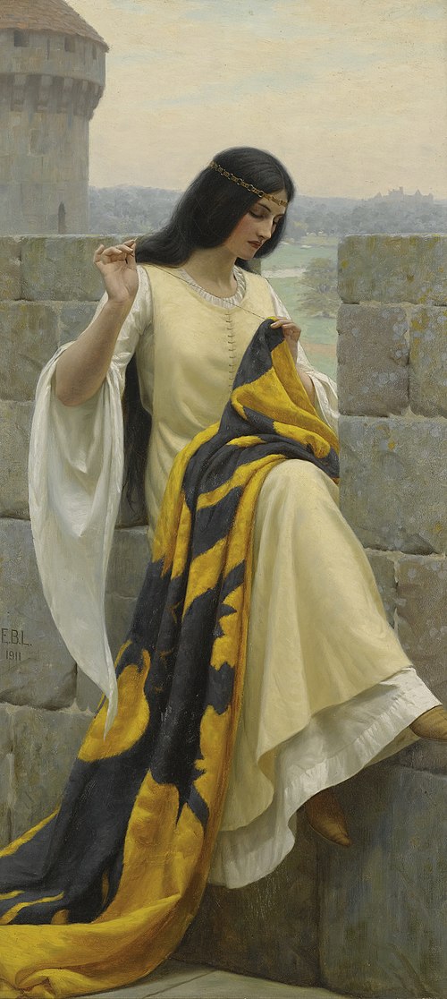 Stitching the Standard, 1911, Edmund Leighton