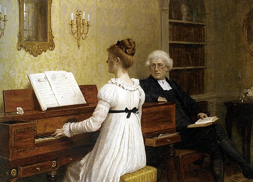 The Piano Lesson, 1896, Edmund Leighton