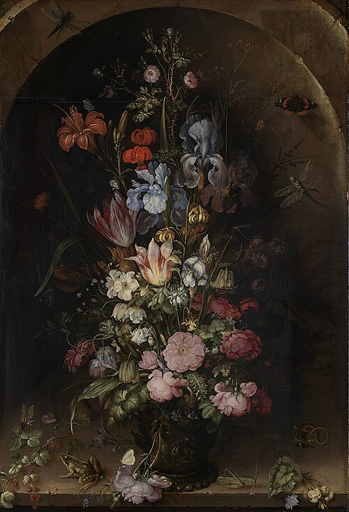 Flower still life in a niche, 1617, Roelant Savery