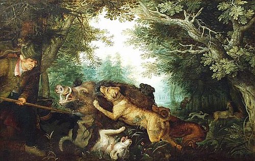 Wild Boar Hunt, 1615, Roelant Savery