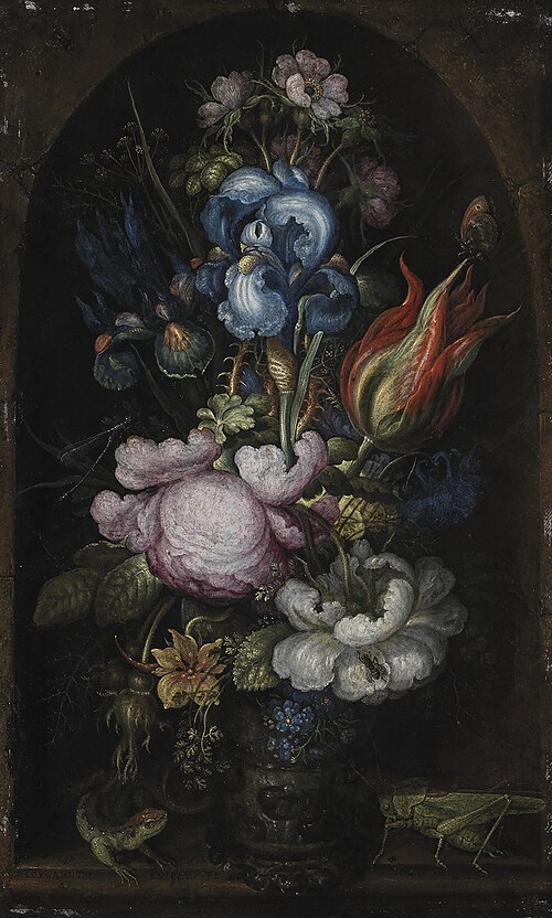 Bouquet of Flowers in a Stone Niche, 1620, Roelant Savery