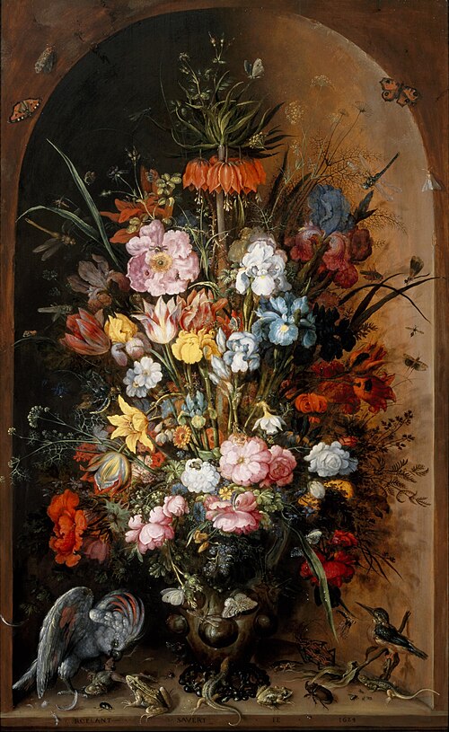 Large flower piece with Kaiser's crown, 1624, Roelant Savery