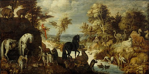 Orpheus playing the lyre in front of the animals, 1630, Roelant Savery