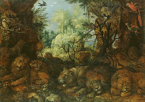 Lions in a Landscape, 1622, Roelant Savery