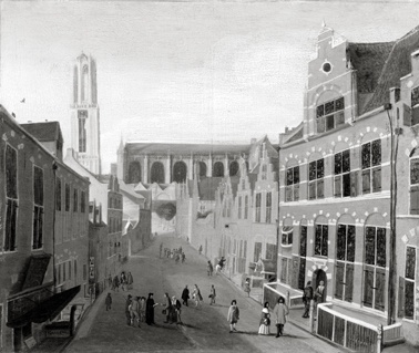 De Dom te Utrecht, gezien vanuit de Korte Nieuwstraat, 1655, Folpert van Ouden Allen