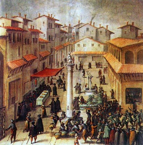 L'attuale della Repubblica a Firenze, prima degli sventramenti ottocenteschi., , Jan van der Straet