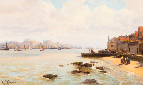 Lisbon seen from Ginjal, 1900, Alfredo Keil
