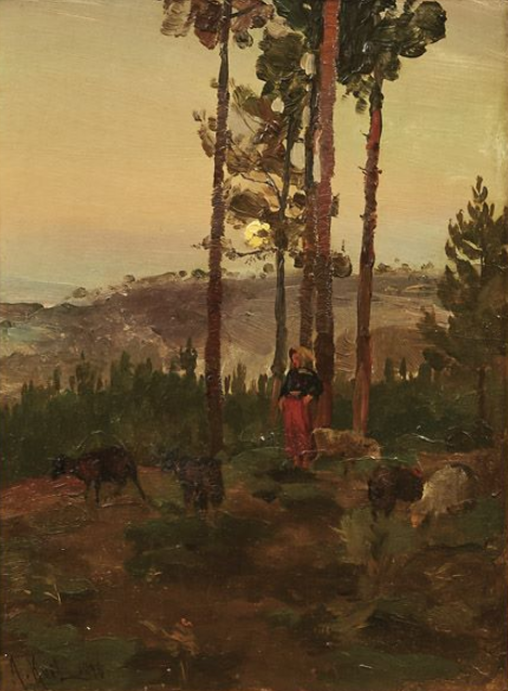 Landscape and Shepherdess, 1898, Alfredo Keil