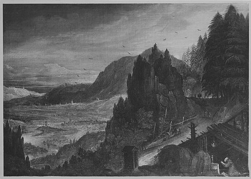 Berglandschaft mit Eremit, 1601, Lodewijk Toeput