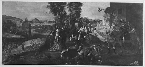 Ruhe auf der Falkenjagd, 1577, Lodewijk Toeput