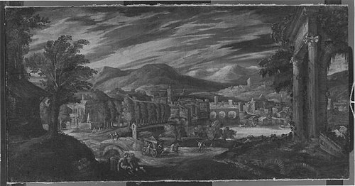 Landschaft mit Stadtansicht, 1577, Lodewijk Toeput