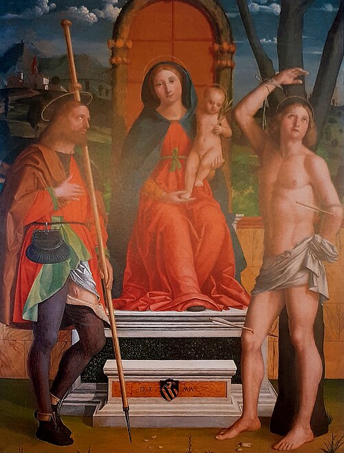 Madonna con il Bambino e i santi Rocco e Sebastiano, 1500, Girolamo dai Libri