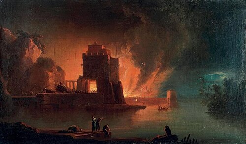 Fire in a port, 1790, Francesco Fidanza