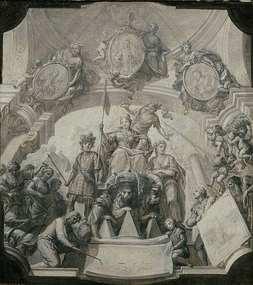 Design for an allegorical Ceiling Painting, , Francesco Galli da Bibiena