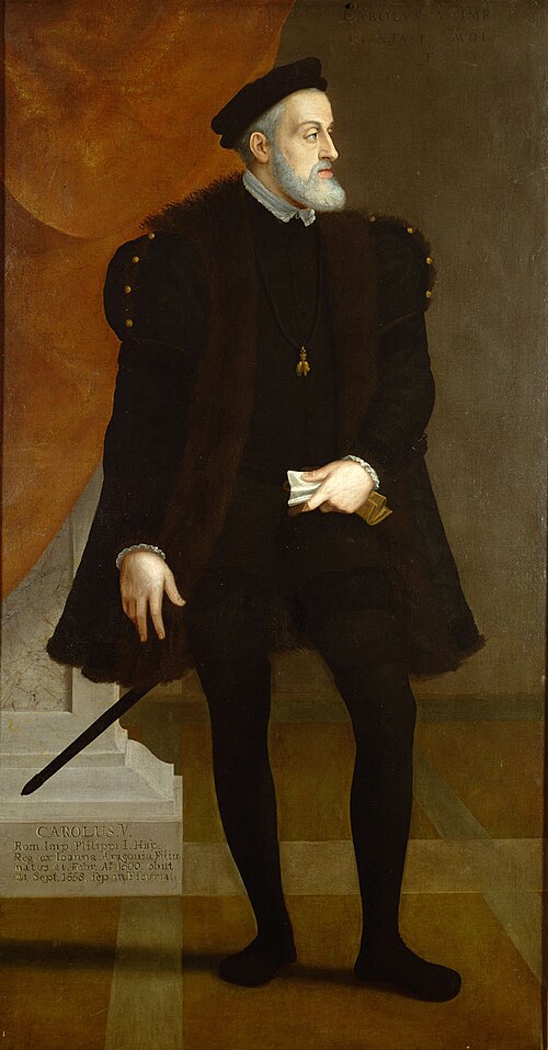 Kaiser Karl V. (1500-1558) als Fünfzigjähriger in ganzer Figur, 1550, Francesco Terzio