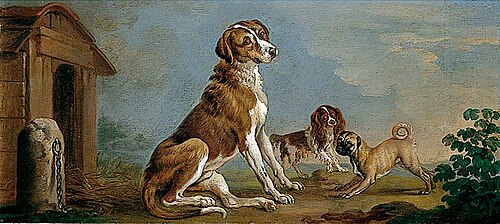 A Hound, a Spaniel and a Pug (A Portrait of a Mastiff), 1734, Francis Hayman