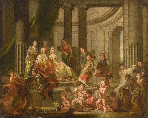 The Muses Paying Homage to Frederick, Prince of Wales and Princess Augusta (The Artists Presenting a, 1750, Francis Hayman