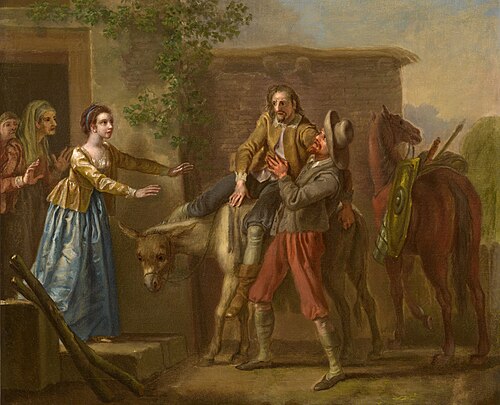 Don Quixote Brought Home by the Peasant after the Tilt with the Toledo Merchant, 1767, Francis Hayman