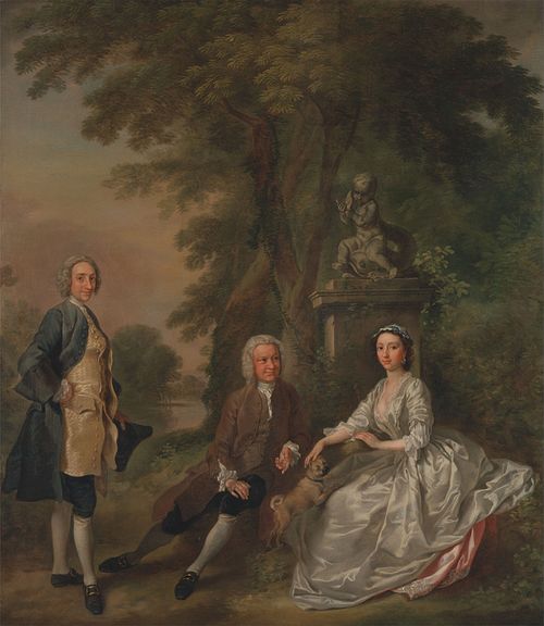 Jonathan Tyers, with His Daughter Elizabeth, and Her Husband John Wood, 1750, Francis Hayman