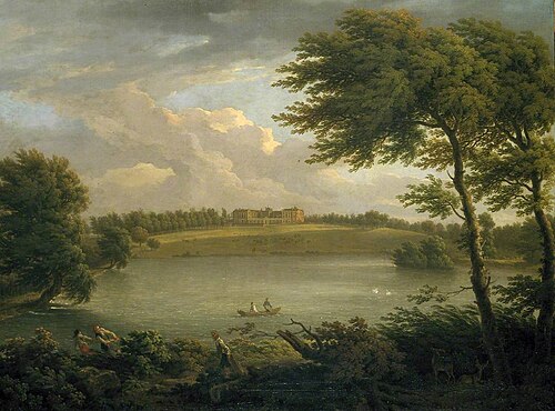 View of Copped Hall in Essex, from across the Lake, 1746, Francis Hayman