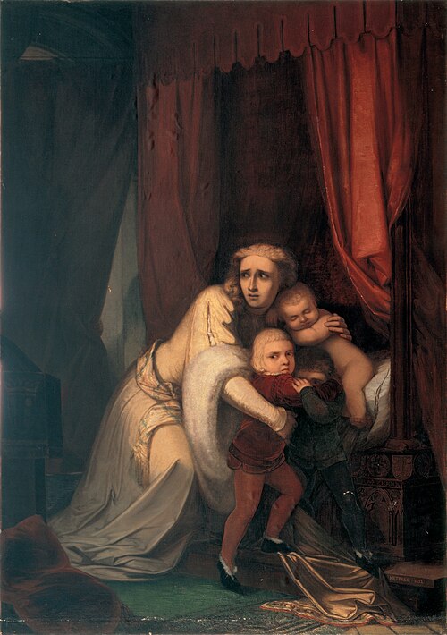 Inês de Castro Preaching the Assassins, 1855, Francisco Metrass