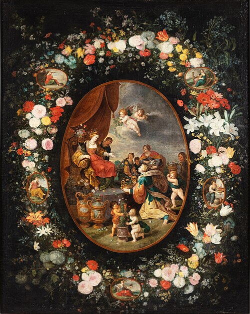 The Triumph of Flora with a garland of flowers and allegories of the Five Senses, 1870, Frans II Francken