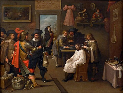 Interior of a Barbershop, 1630, Frans II Francken